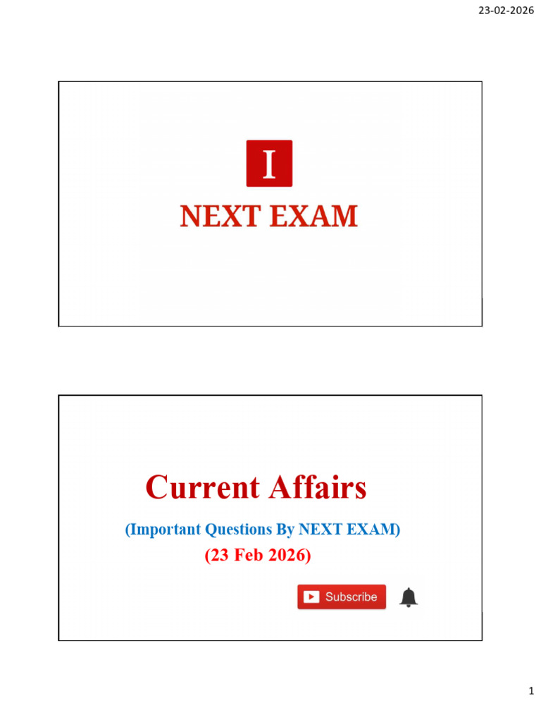 23 Feb 2026 Current Affairs by NEXT EXAM | PDF