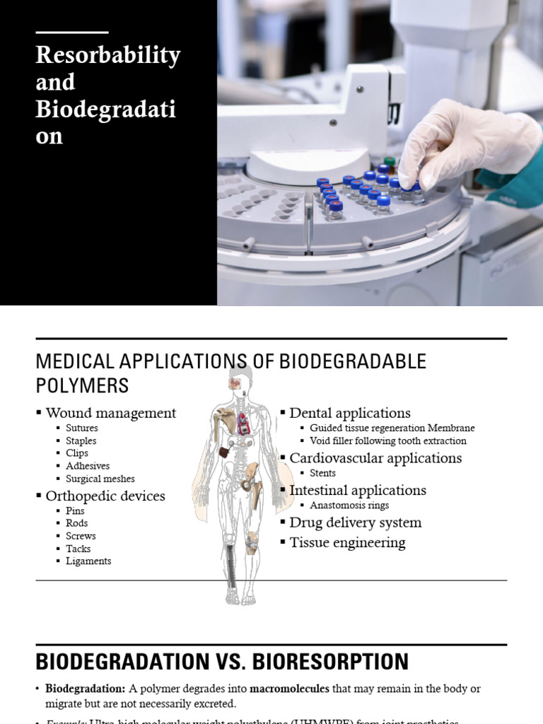 Lecture 8 Resorbability and Biodegradation | PDF | Hydrolysis | Polymers