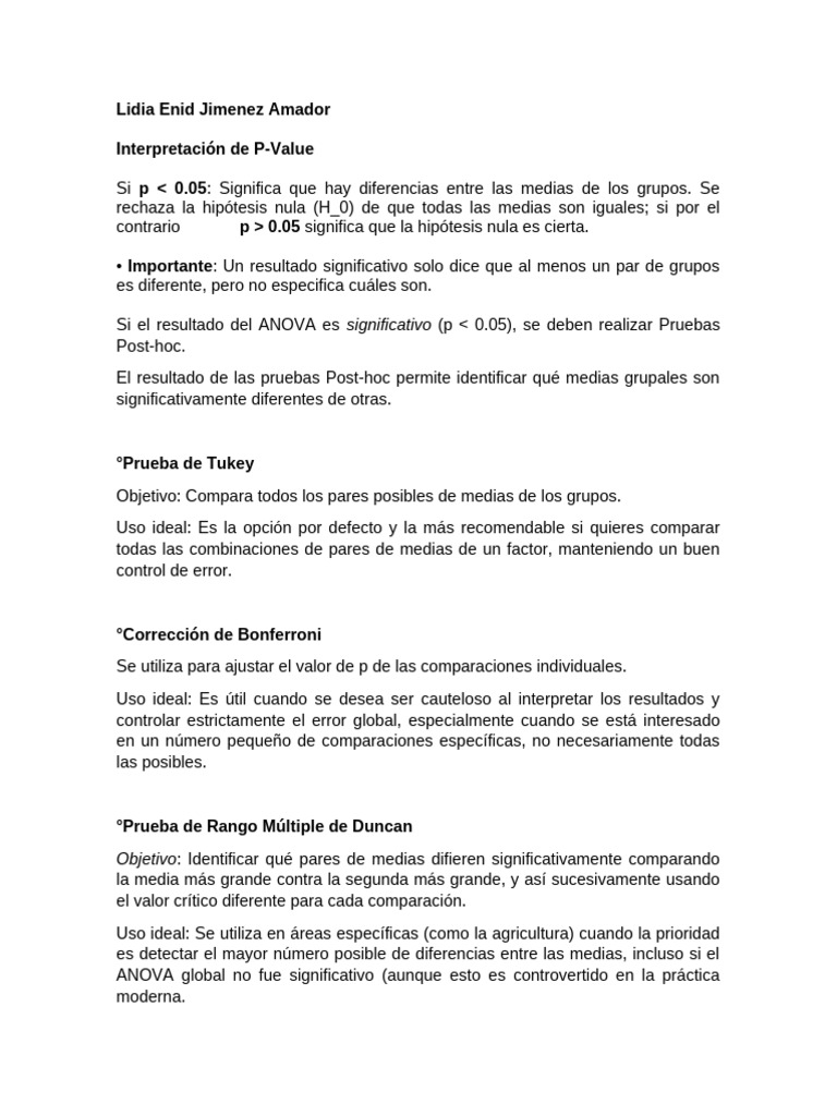 Prueba ANOVA Lidia Jimenez | PDF