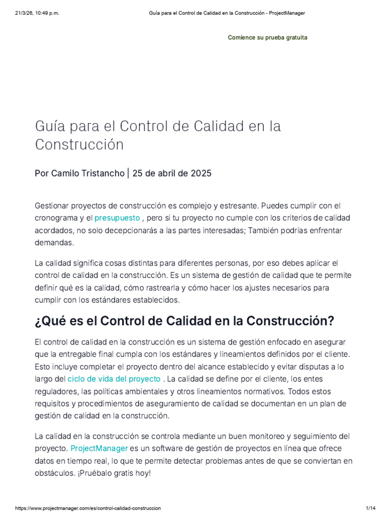 Guía para El Control de Calidad en La Construcción - ProjectManager ...