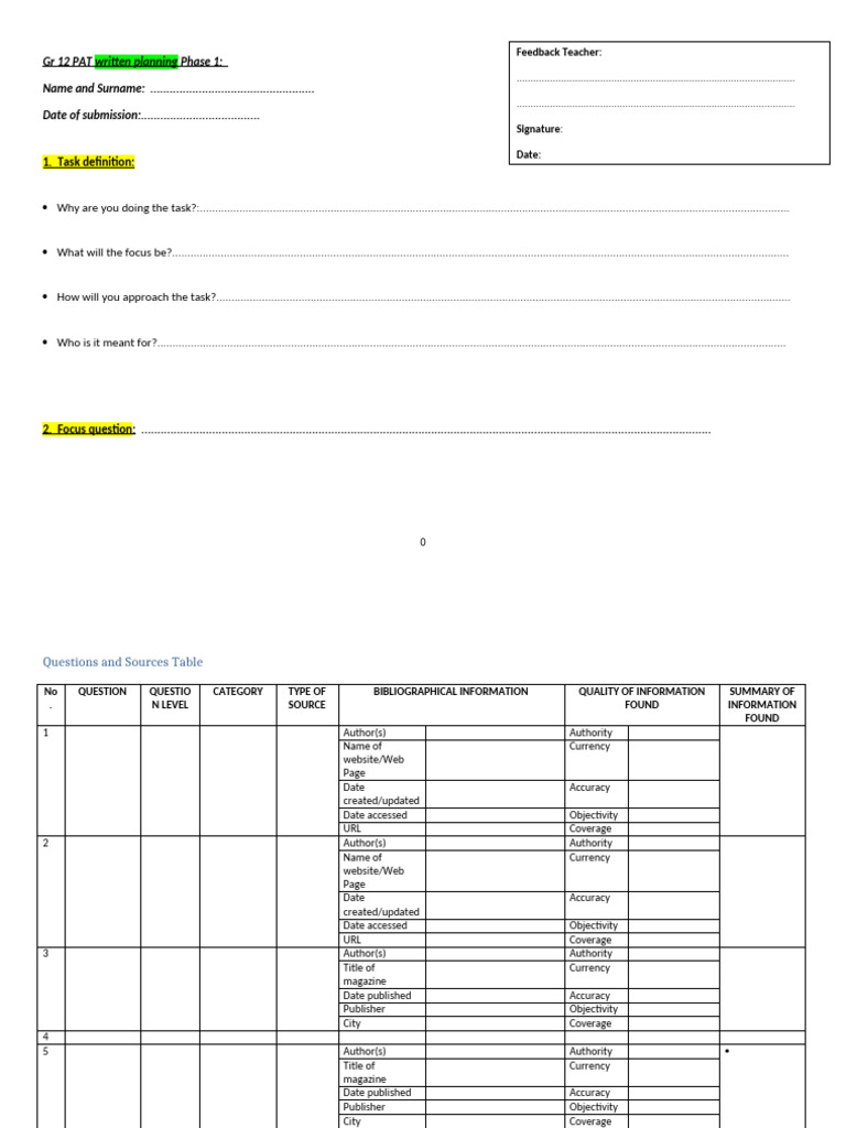 GR 12 Pat Written Planning | PDF | Computing