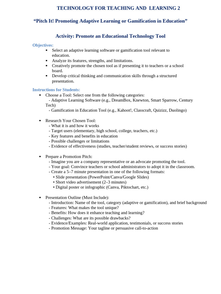 Activity Promote EdTech | PDF | Educational Technology | Teachers