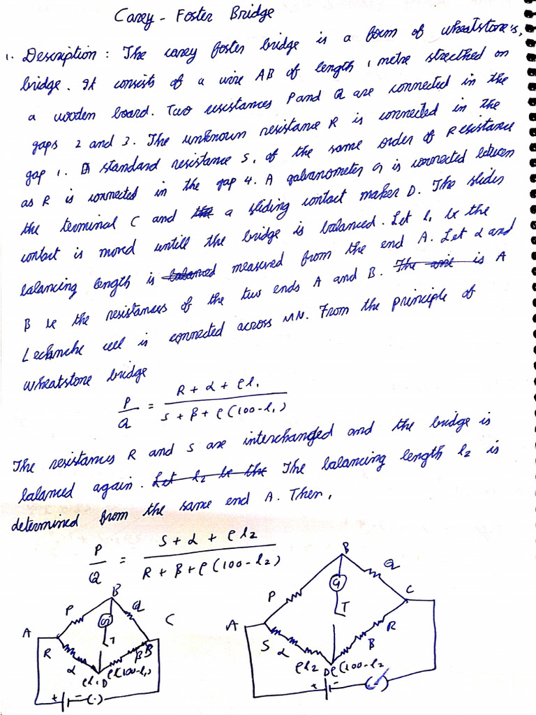 Carey Foster Bridge Notes by Xander | PDF