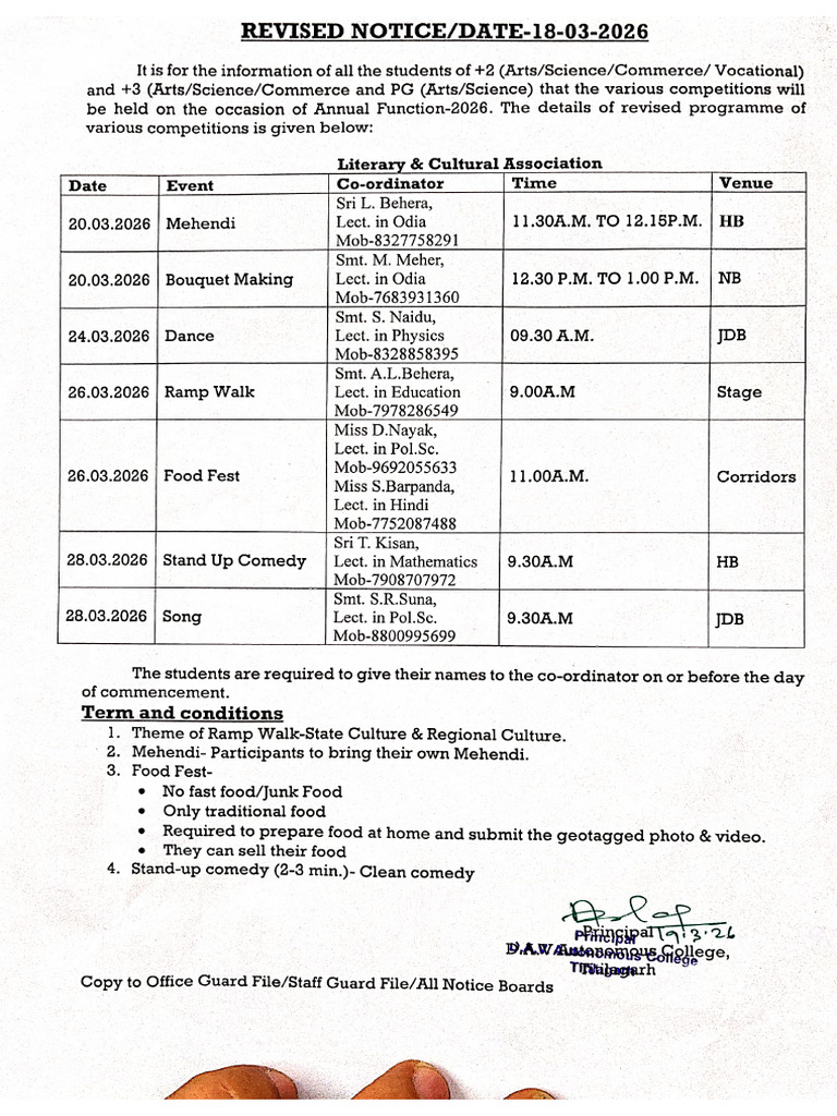 Competitions Notice For Annual Function 2026 | PDF