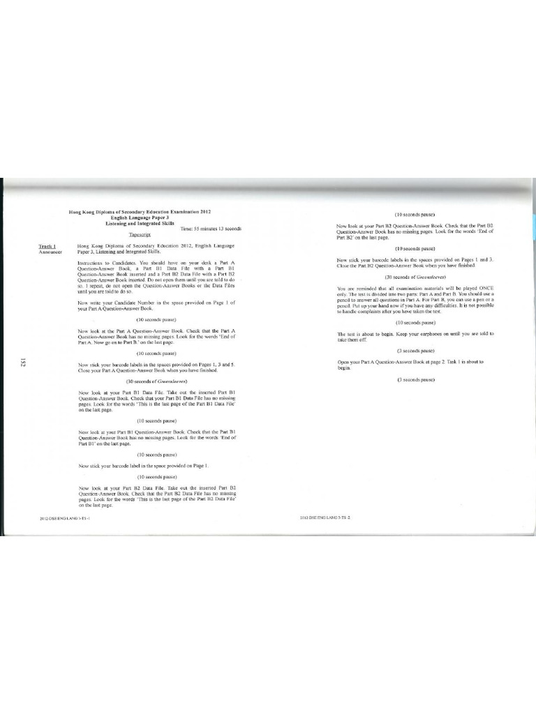 2012 DSE English Language Paper 3 Listening Transcript | PDF