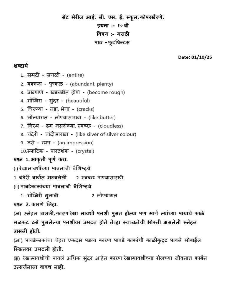 Grade X - Marathi - Lesson | PDF