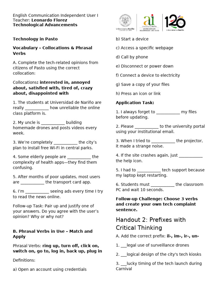 Technology Worksheet Students' Version 2 | PDF