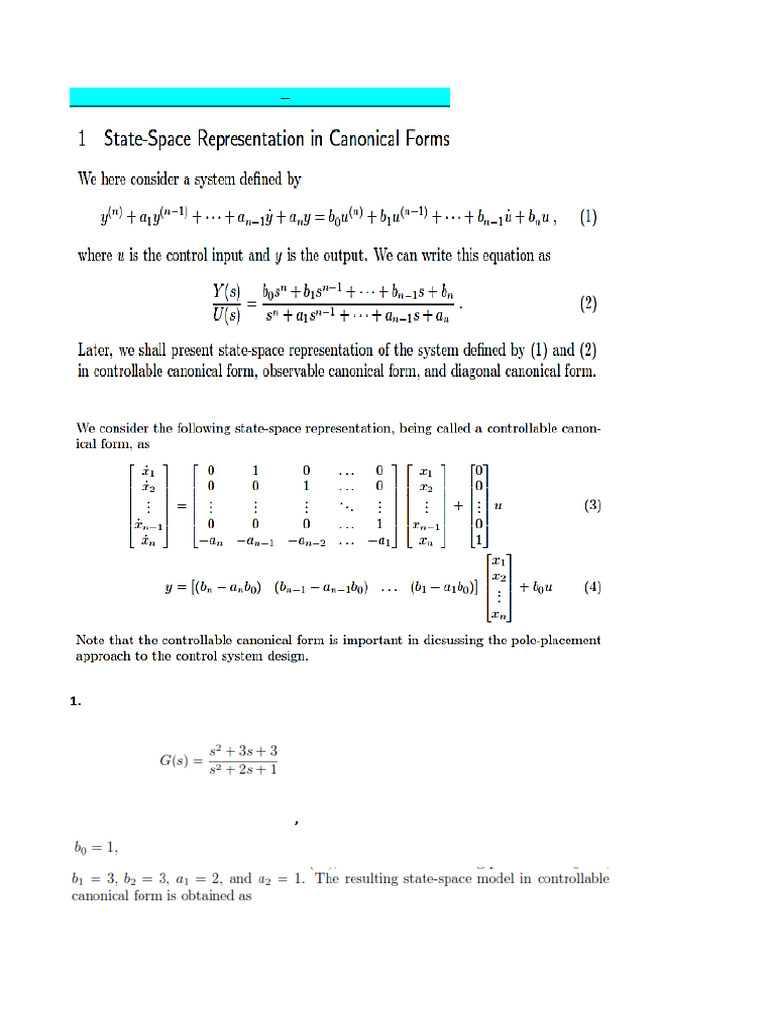 Examples For State - Space Analysis | PDF