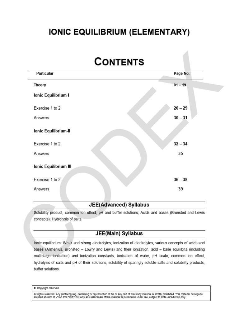 Ionic Equilibrium (Elementary) | PDF | Acid | Ph
