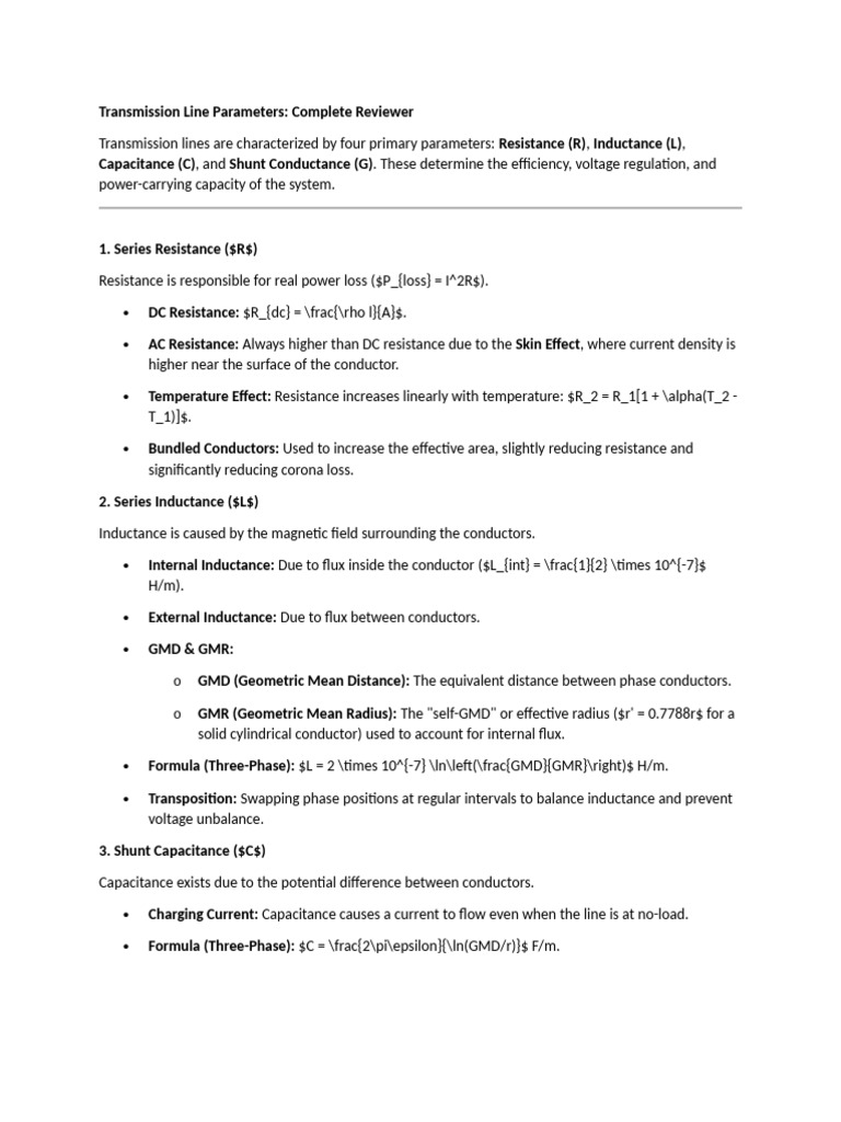 Transmission Line Parameters | PDF | Inductance | Electrical Resistance ...