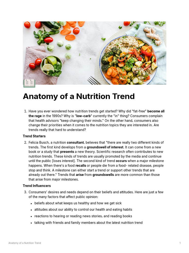 Anatomy of A Nutrition Trend | PDF | Diet (Nutrition) | Diet & Nutrition