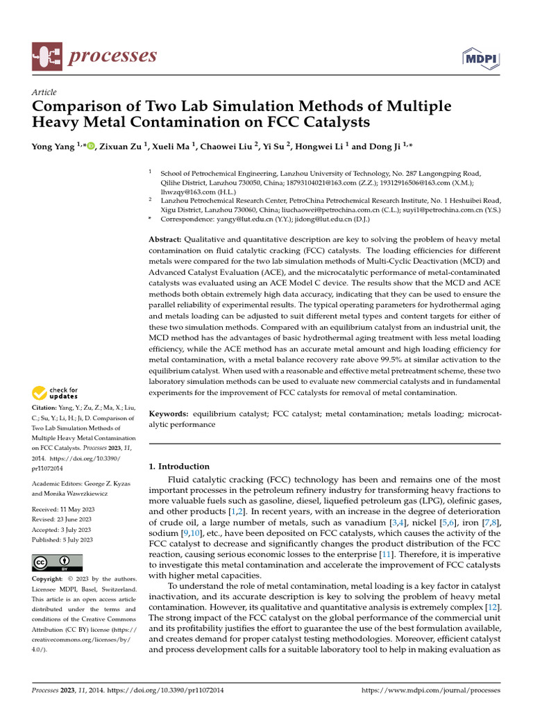 Comparison of Two Lab Simulation Methods of Multip | PDF | Catalysis ...