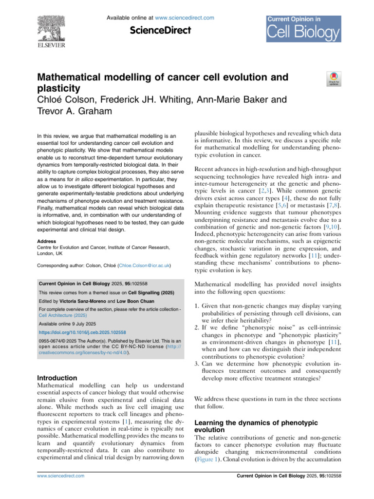Mathematical Modelling Latest Paper PDF | PDF | Evolution | Phenotype