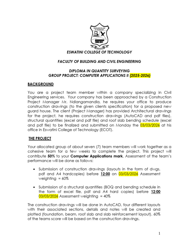 Computer Applications Project 2025-2026-Rev 0 | PDF | Civil Engineering