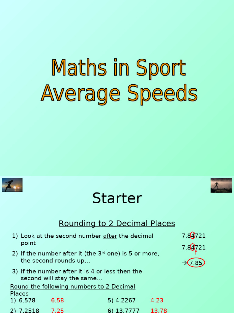 23) Maths in Sport - Average Speeds | PDF | Speed | Temporal Rates
