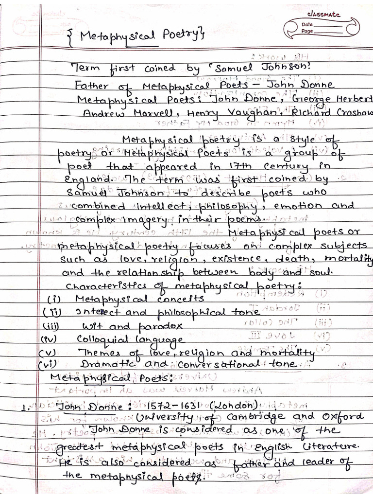Metaphysical Poetry | PDF