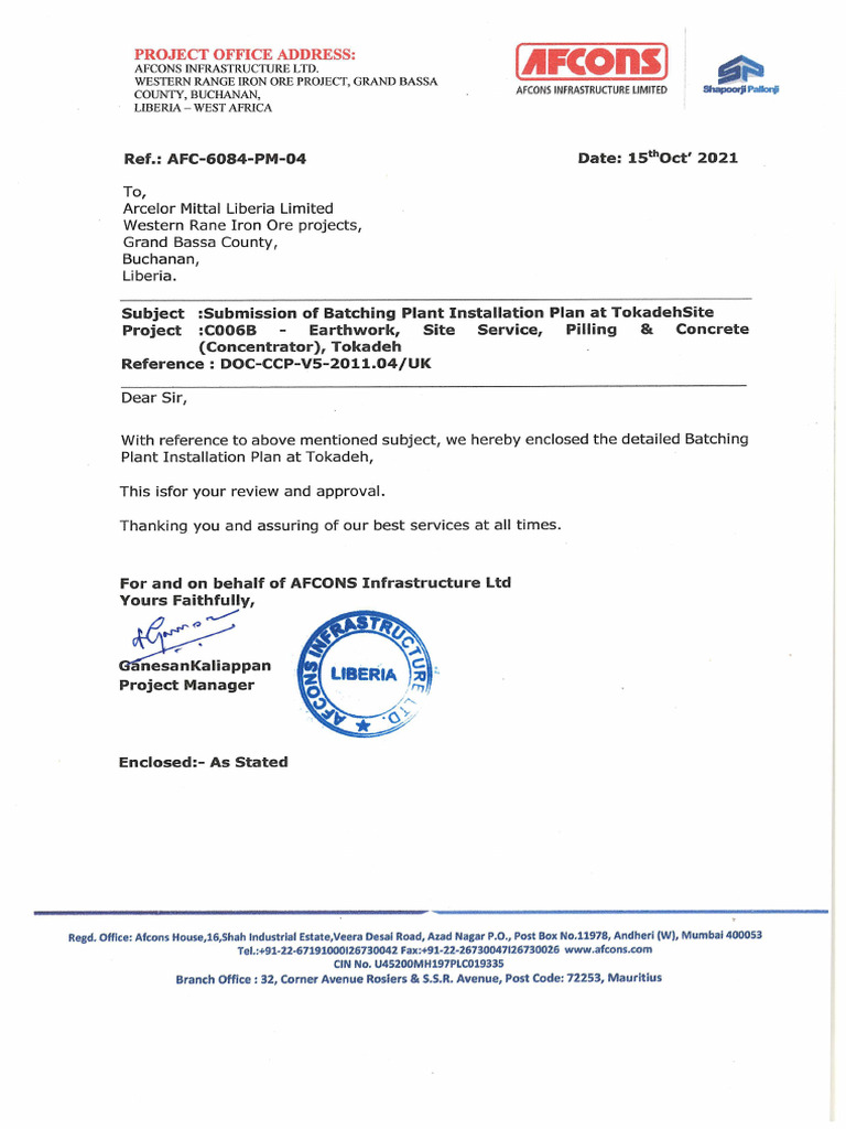 04-C 006 Method Statement For Batching Plant Erection and Commisioning ...