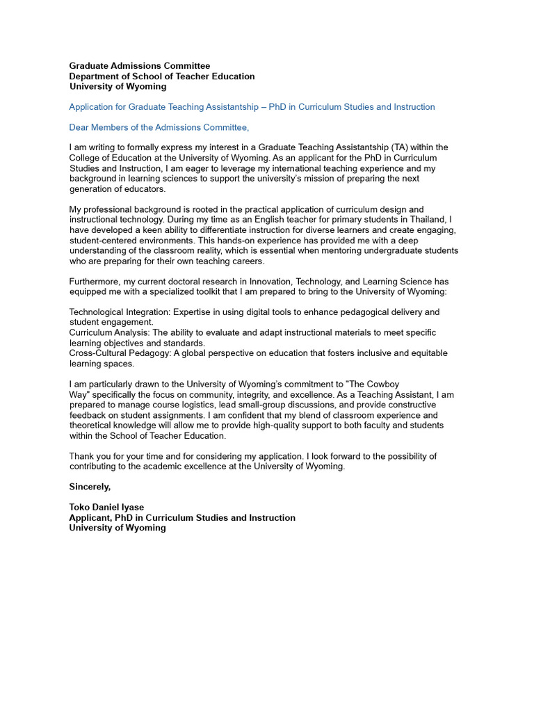 Graduate TA Application | PDF