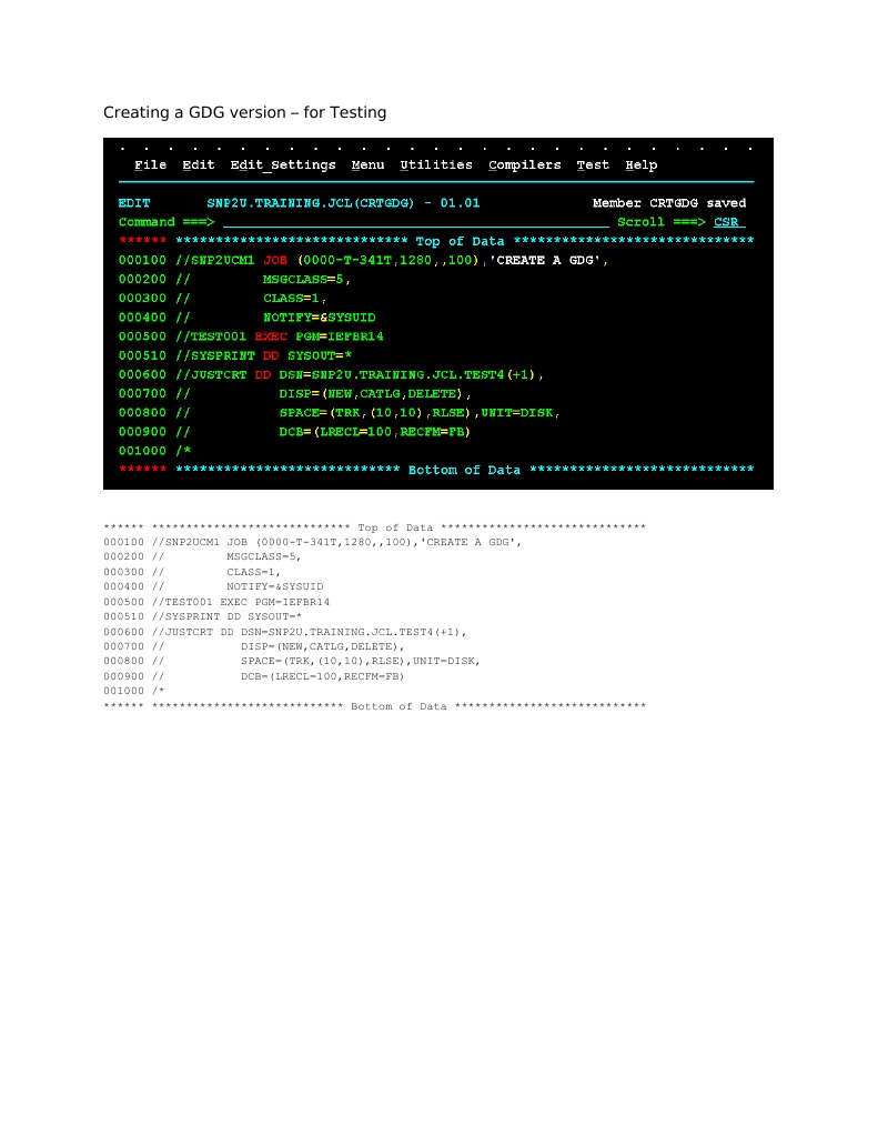 GDG Creation in JCL for Testing | PDF | Scheduling (Computing ...