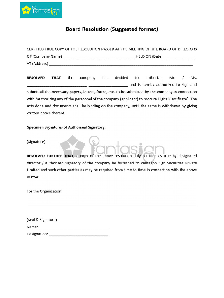 Board Resolution | PDF