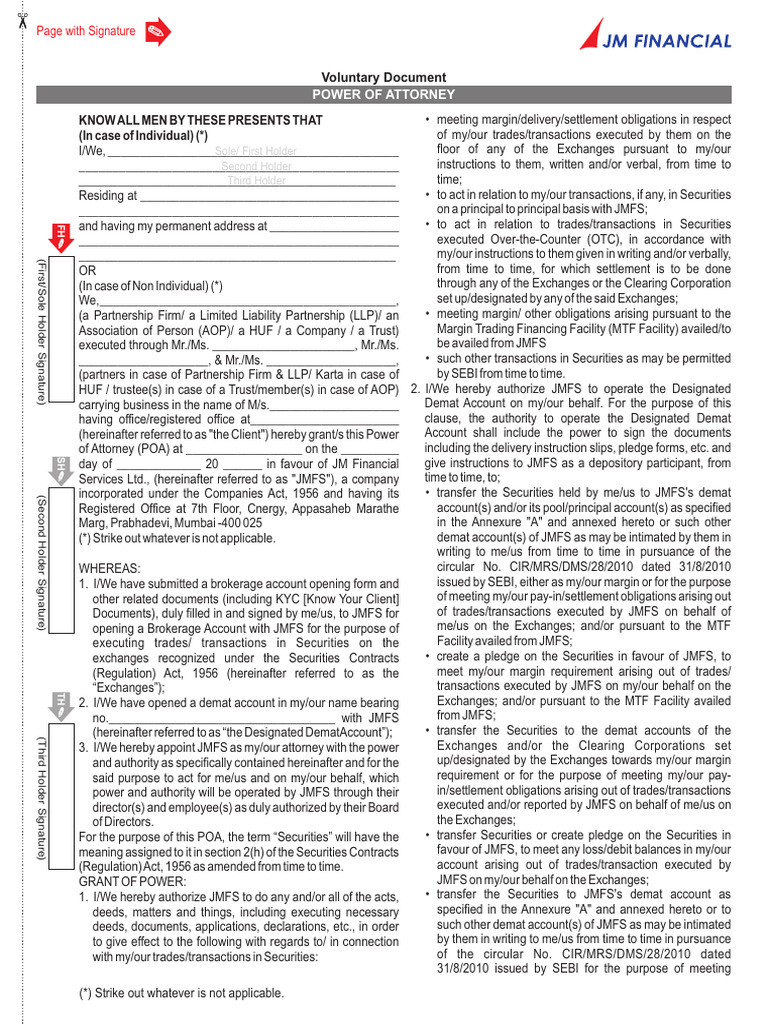 JM Finance Account Opening Form | PDF | Securities (Finance) | Limited ...