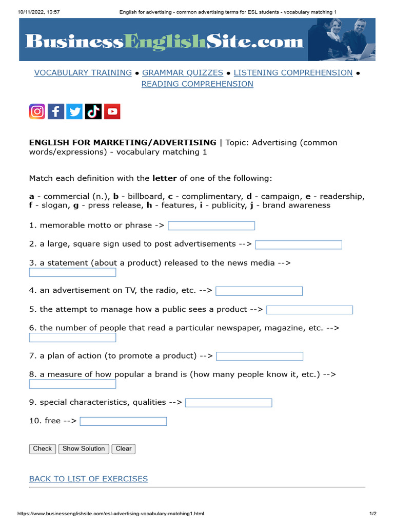 English For Advertising - Common Advertising Terms For ESL Students ...