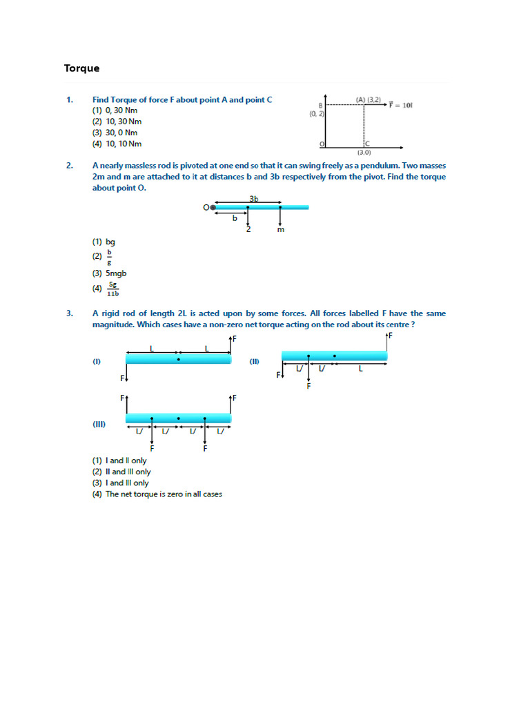 Roatational Motion Practice Questions | PDF