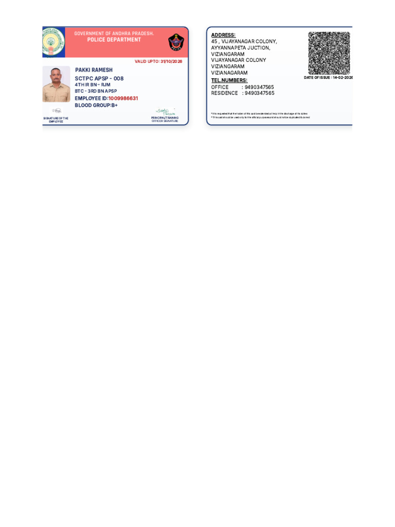 Id Card - Pakki Ramesh 2 | PDF