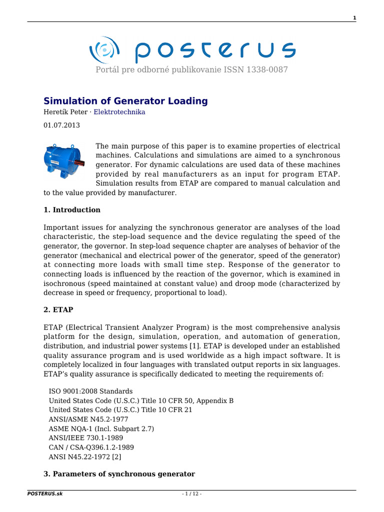 Simulation of Generator Loading | PDF | Electric Generator | Power ...