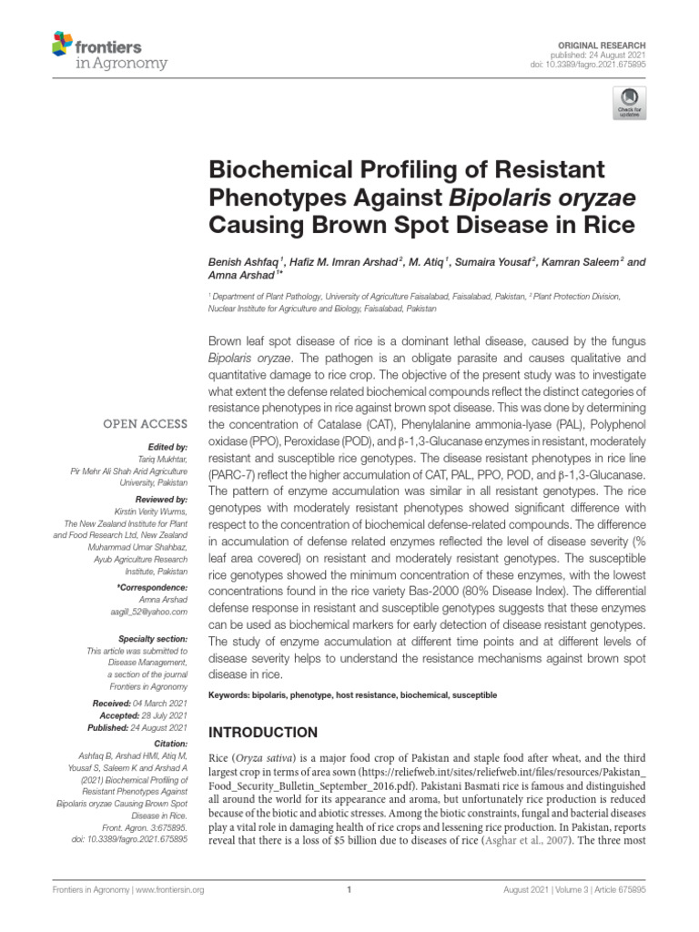 Biochemical Profiling of Resistant | PDF