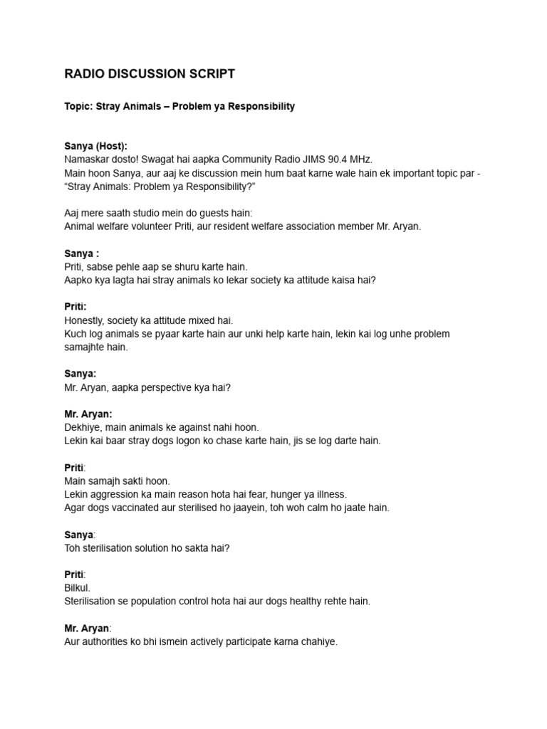 Radio Discussion Script | PDF