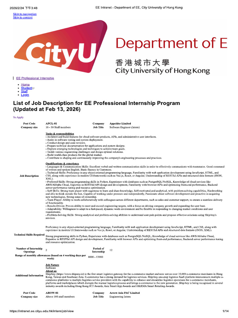 Intern List | PDF