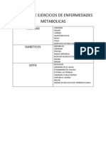 Cuadros de Ejercicios de Enfermedades Metabolicas