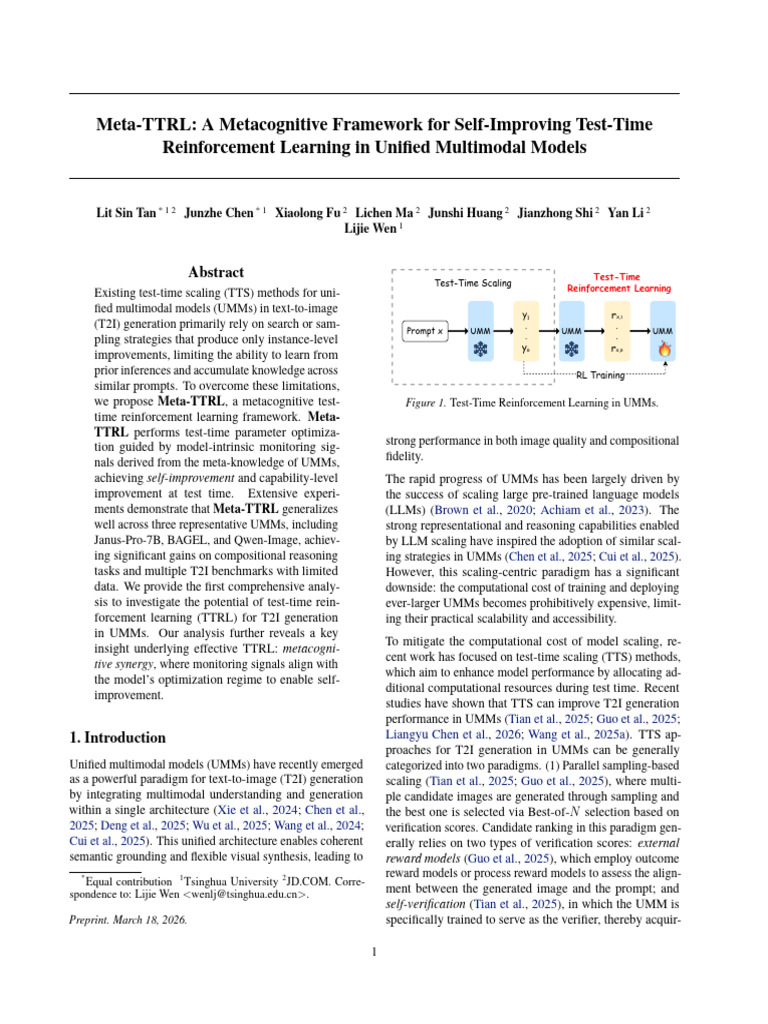 Meta-TTRL: A Metacognitive Framework For Self-Improving Test-Time ...