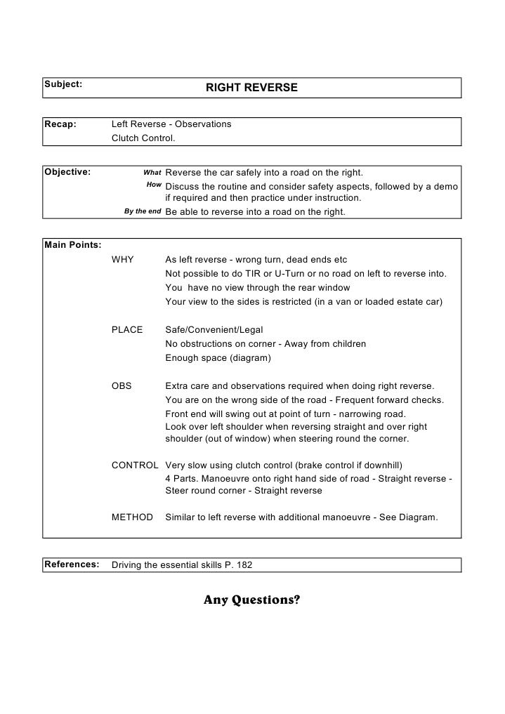 Right Reverse: Any Questions? | PDF