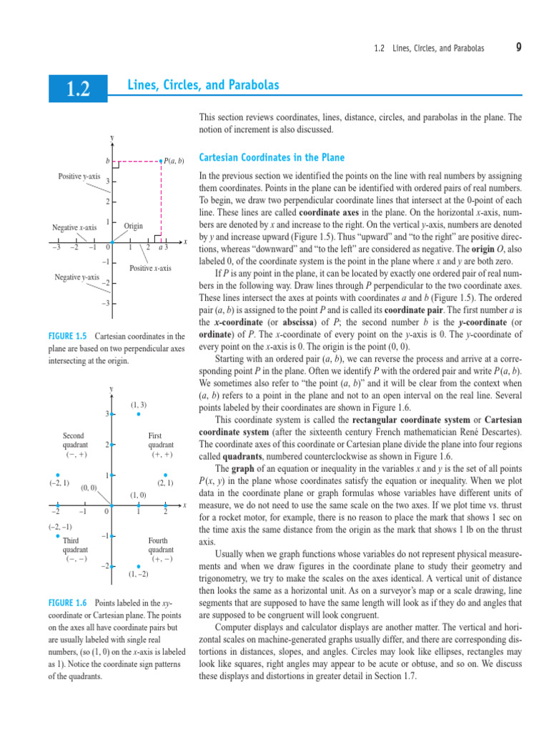 Lines, Circles, and Parabolas: Cartesian Coordinates in The Plane | PDF ...