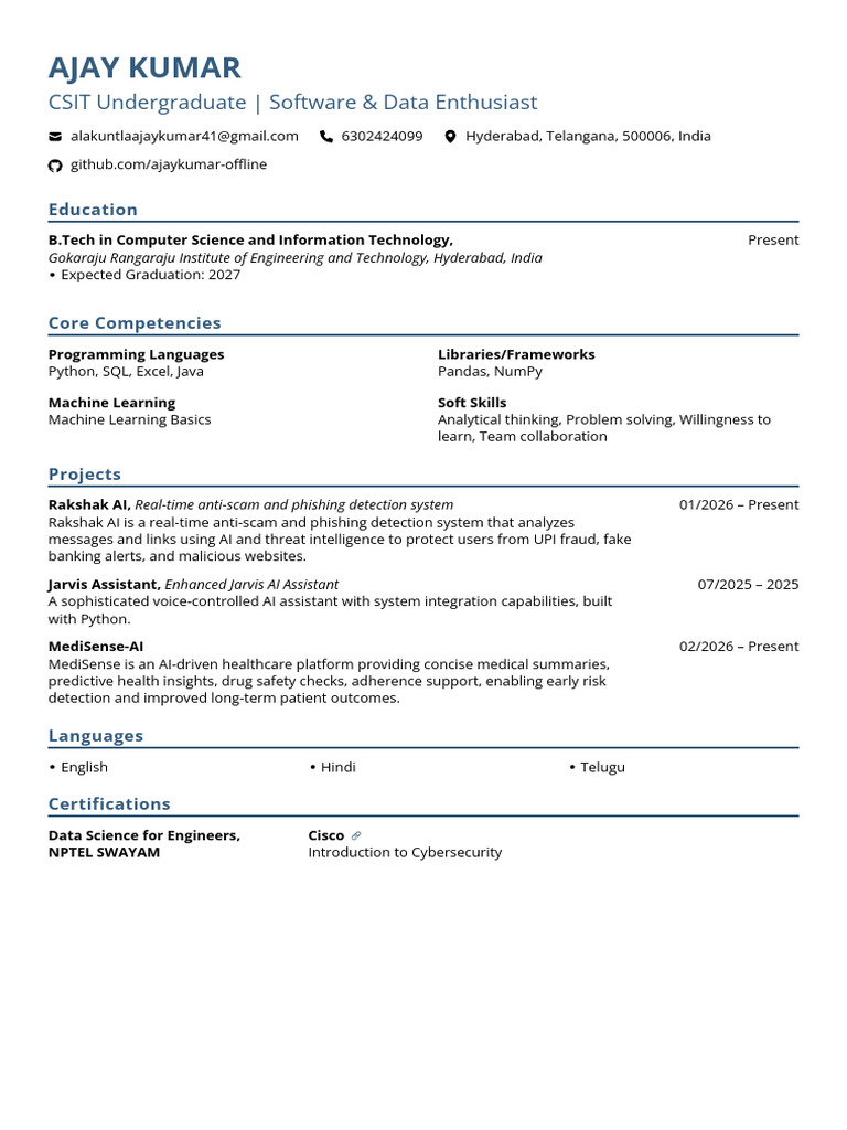 Ajay Kumar Resume | PDF
