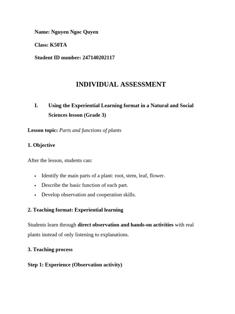 Example of Using A Teaching Format | PDF | Teachers | Plants