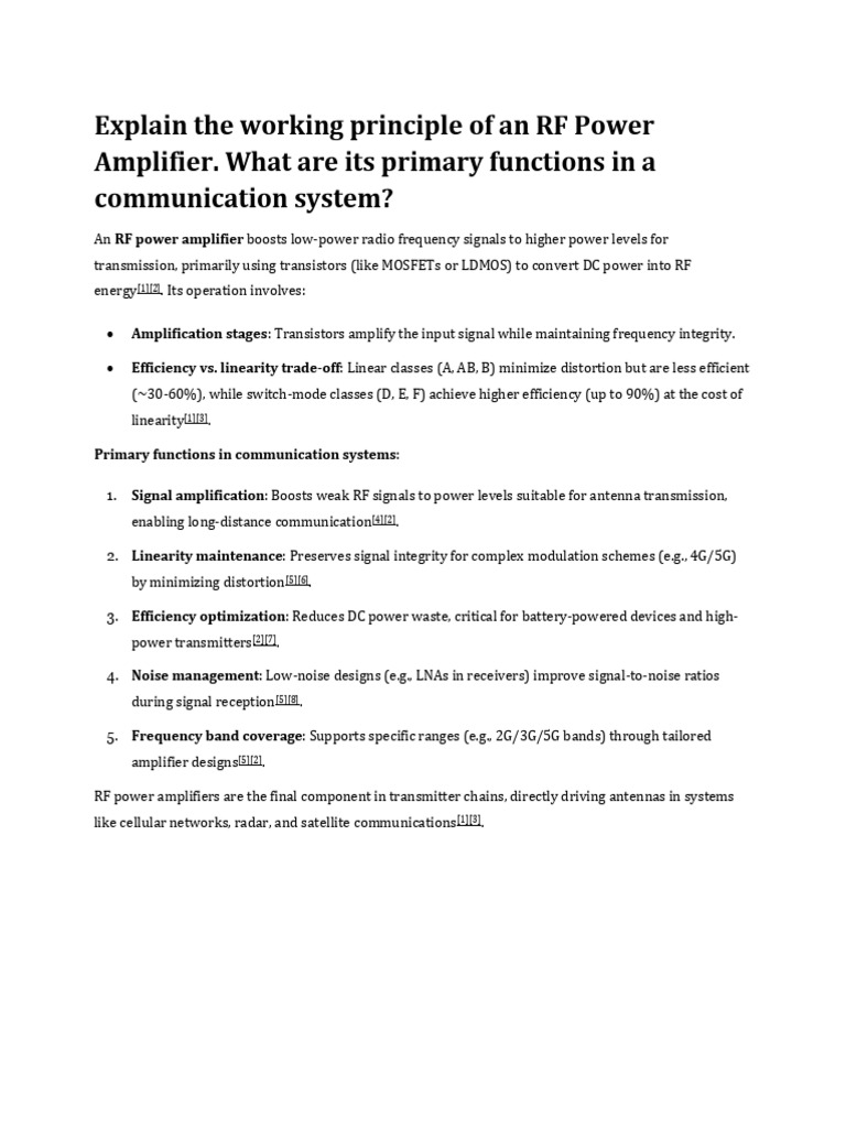 Explain The Working Principle of An RF Power Ampli | PDF