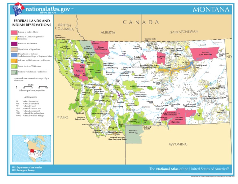 Map Of Montana Federal Lands And Indian Reservations PDF Montana 1722434220