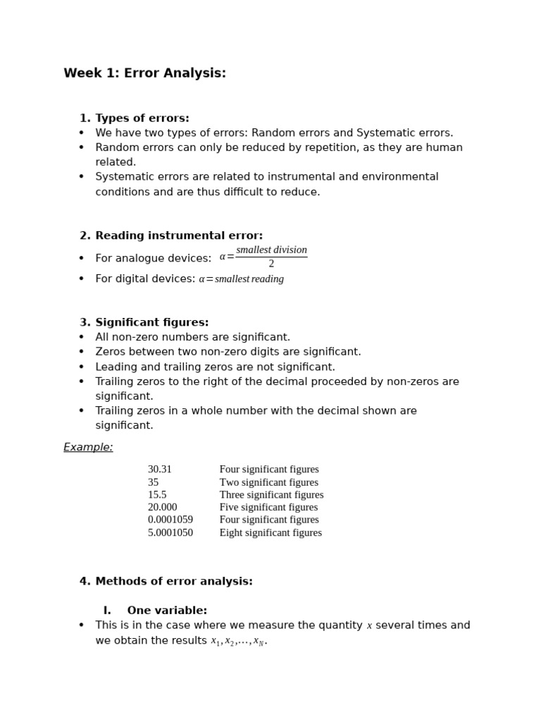 ErrorAnalysis PHYS101L | PDF | Significant Figures | Observational Error