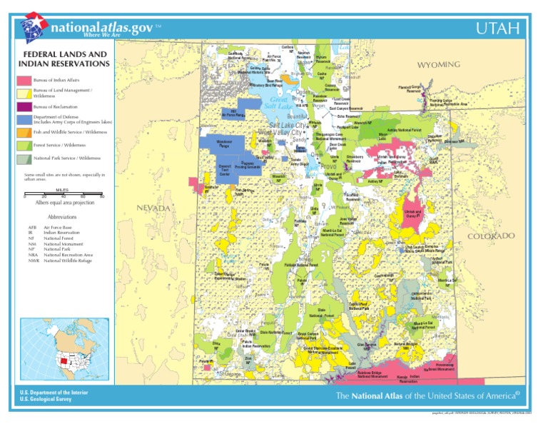 Map of Utah Federal Lands and Indian Reservations Utah The United