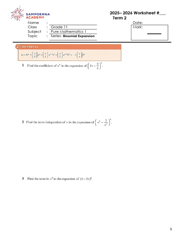 Series - Binomial Expansion | PDF