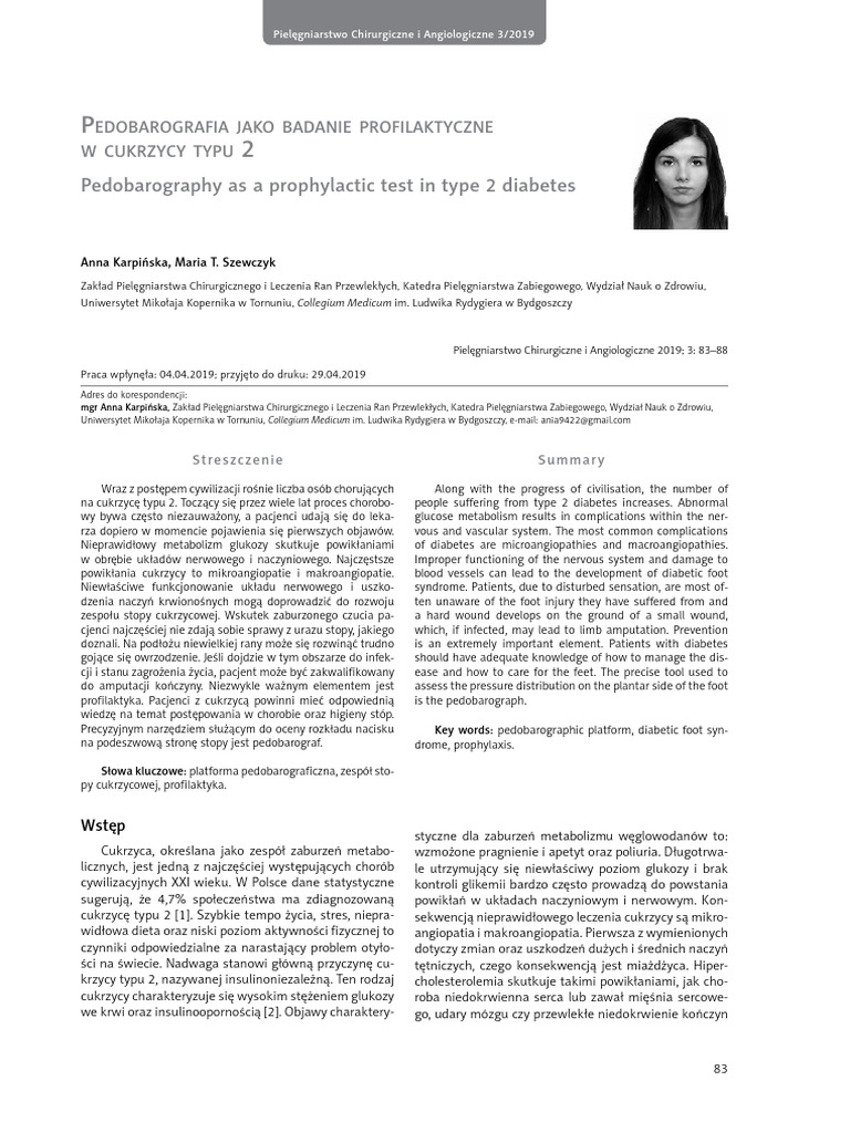 Pedobarography As A Prophylactic Test in Type 2 Diabetes | PDF