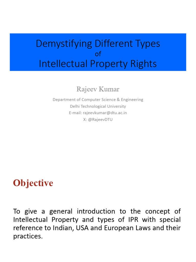 Introduction To IPR (DIPRIED) | PDF | Intellectual Property | Patent