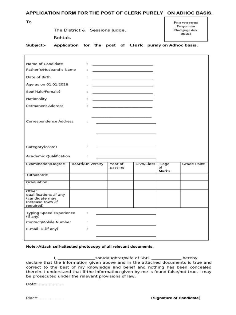 Clerk Form | PDF