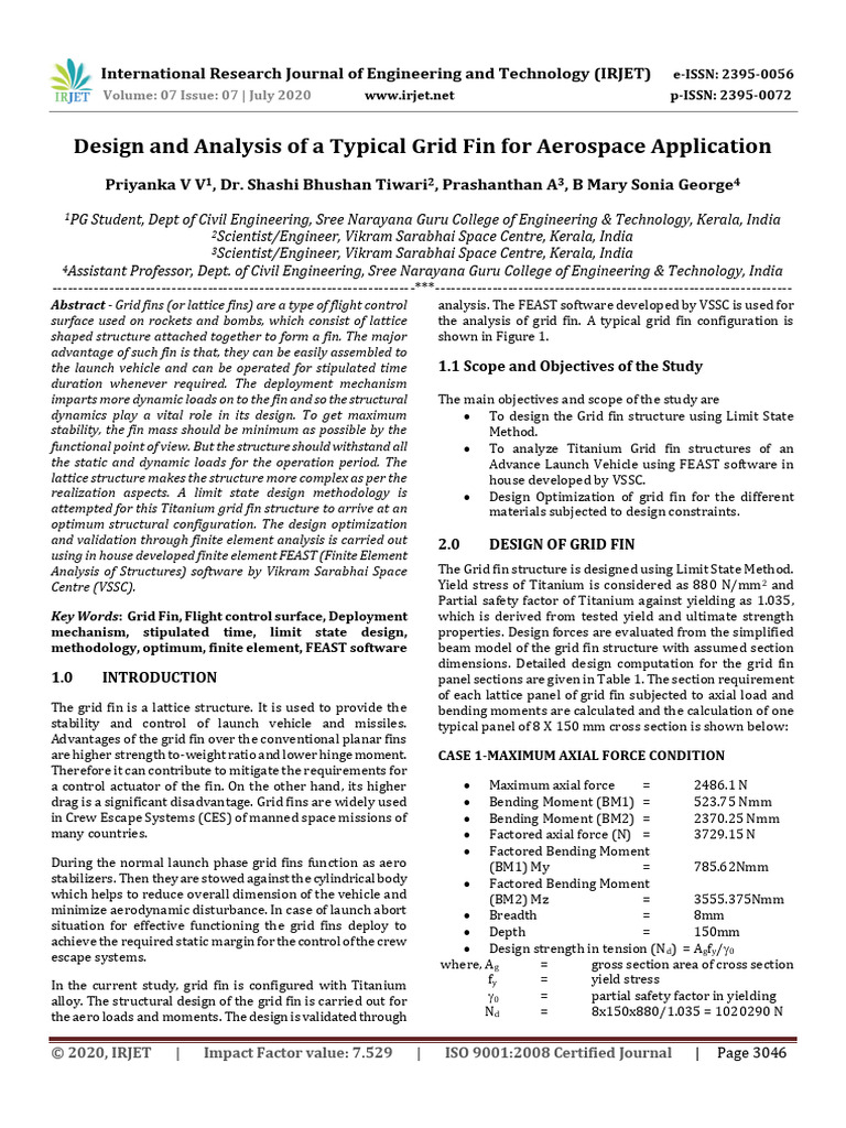 Design and Analysis of A Typical Grid Fin For Aerospace Application ...
