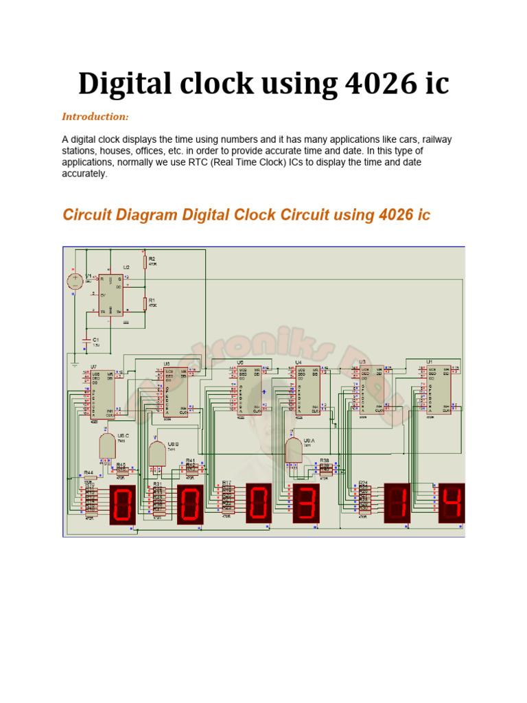 Digital Clock Using 4026 | PDF | Electrical Components | Electronic ...