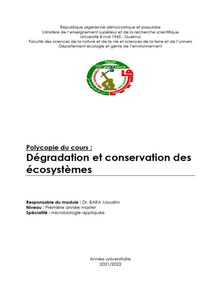 Cours DCE | PDF | Biodiversité | Réseau trophique