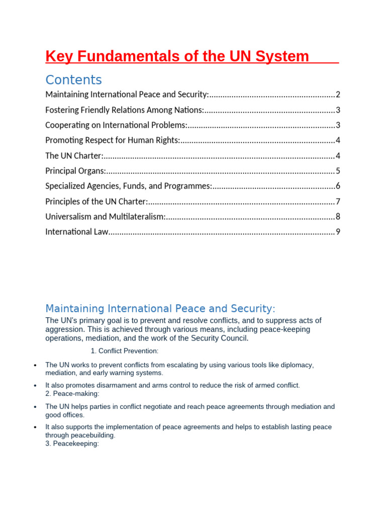 Key Fundamentals of The UN System | PDF | United Nations ...